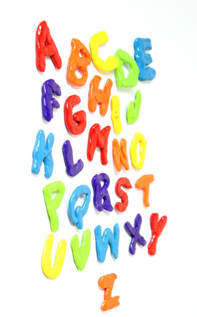 Clay craft ideas for kids. Magnetic fridge alphabet letters made from polymer clay.