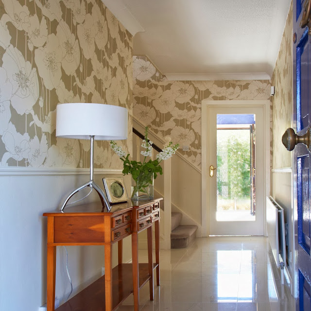 foyer design with elegant floral wallpaper foyer design with elegant floral wallpaper
