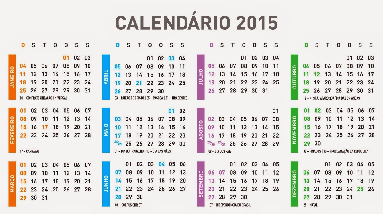 Calendario 2015 con festivos para imprimir: planifica tu año fácilmente