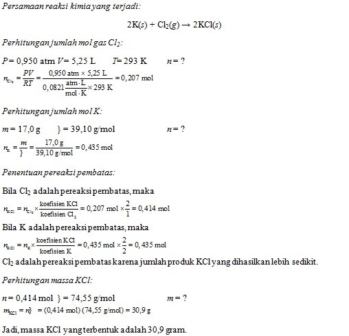 Stoikiometri Reaksi Soal dan Pembahasan Kimia