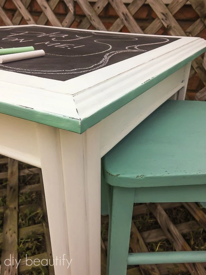 painted table and chairs for child