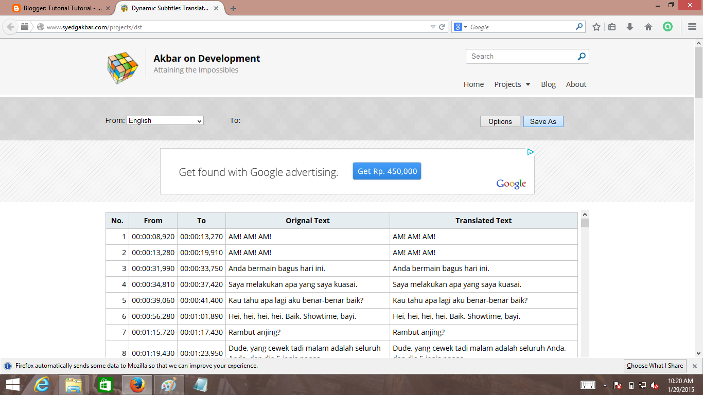 Translate subtitles. Translate subtitles
