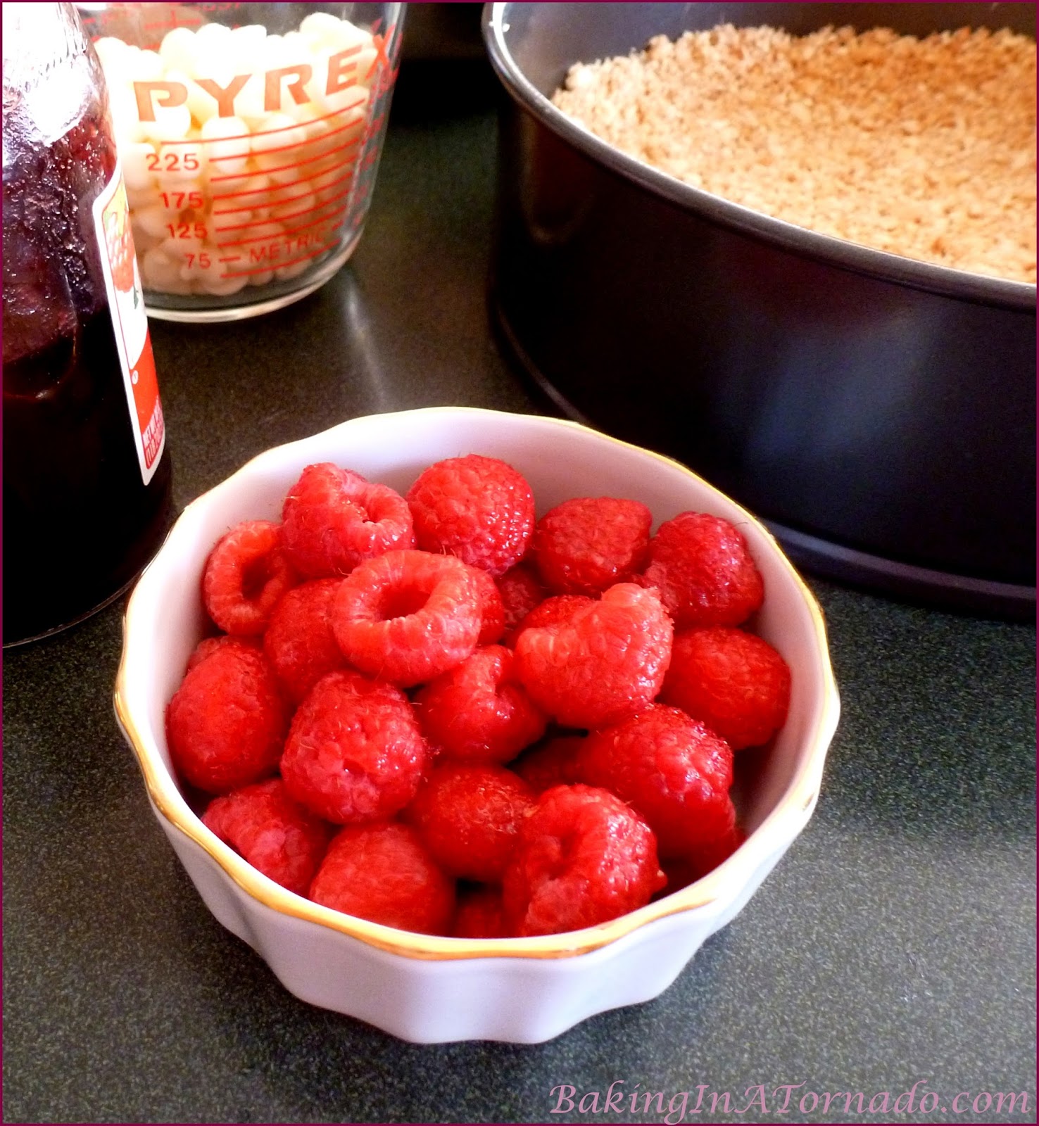 Baking in a Tornado White Chocolate Raspberry Refrigerator Cheesecake