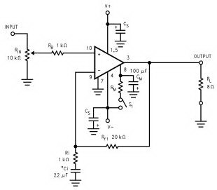 Schematic power amplifier with LM3886