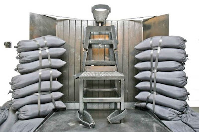 The chair used in Utah for firing squad executions The chair used in Utah for firing squad executions