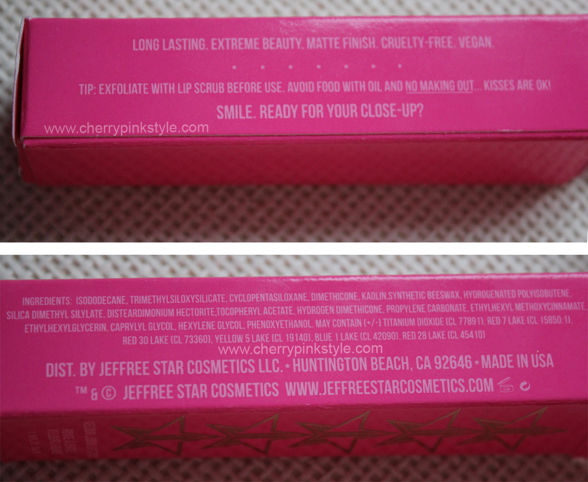 Jefree star lipsticks ingredients liquid lipstick paraben free