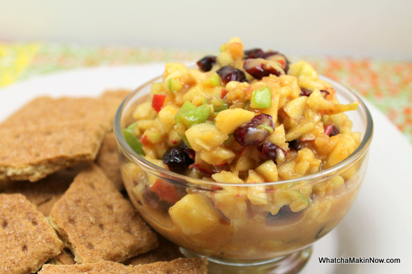 Caramel Apple Salsa - apples, cranberries, and caramel ice cream topping from @whatchamakinnow