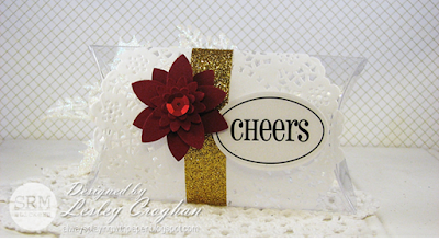 SRM Stickers Blog - Christmas Card & Gift Holder by Lesley - #christmas #pillowbox #stickers #fancy #doilies #card #giftbox #DIY