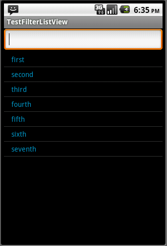 Android Search Filter list view