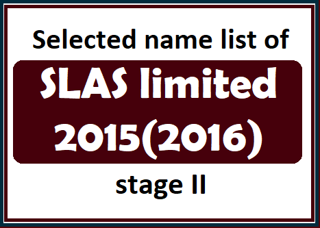 Selected name list of SLAS limited - 2015(2016) stage II