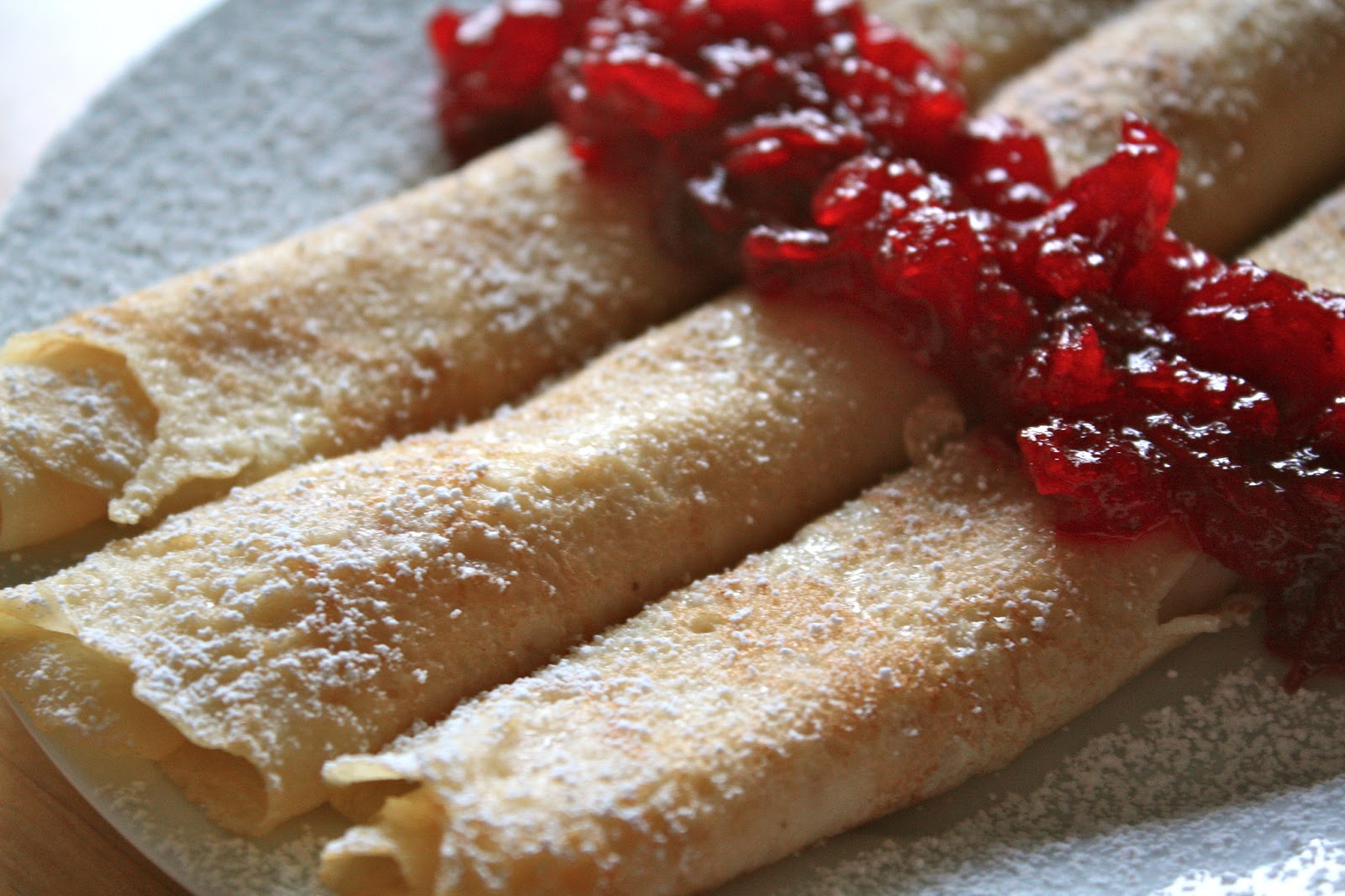 Grand Marnier Crêpes with Cranberry Compote