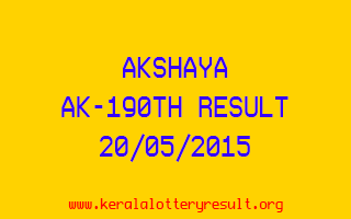 Akshaya AK 190 Lottery Result 20-5-2015