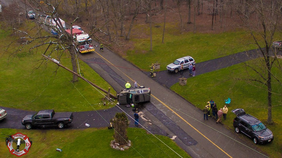 SUV Strikes Pole in Crash; No Injuries Reported