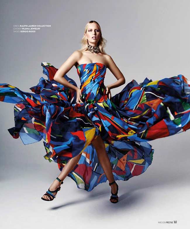 Prestige Hong Kong March 2016, Karolina Kurkova Ralph Lauren 2016 SS Rainbow Dress