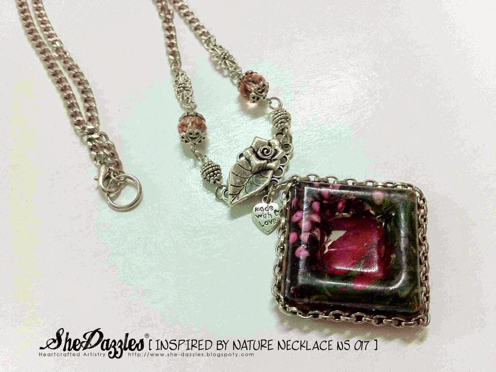 NS 017 Resin necklace with potpourri SheDazzles (Malaysia) Charm Bracelet, Handmade