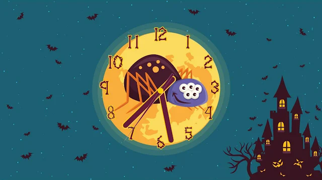 Spider Halloween Clock Screensaver Free