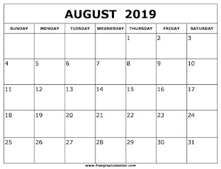 Free Printable Calendar August 2019 Free Printable Calendar August 2019