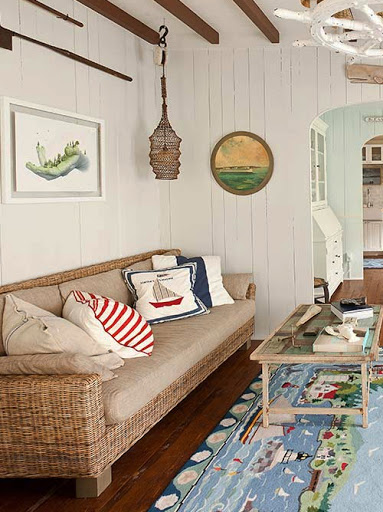 Wicker Sofa Coastal Style Living Decor Ideas