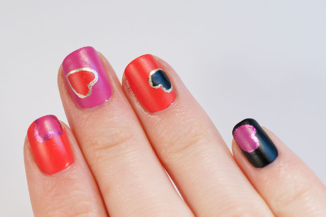 Red and Pink Heart Valentine's Day Manicure