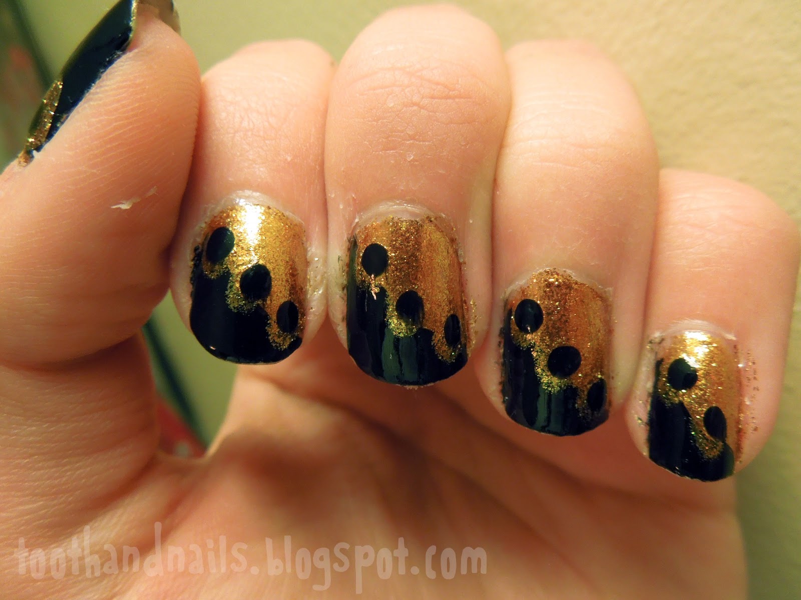 Tooth and Nails: Black and Gold Ruffles and Dots