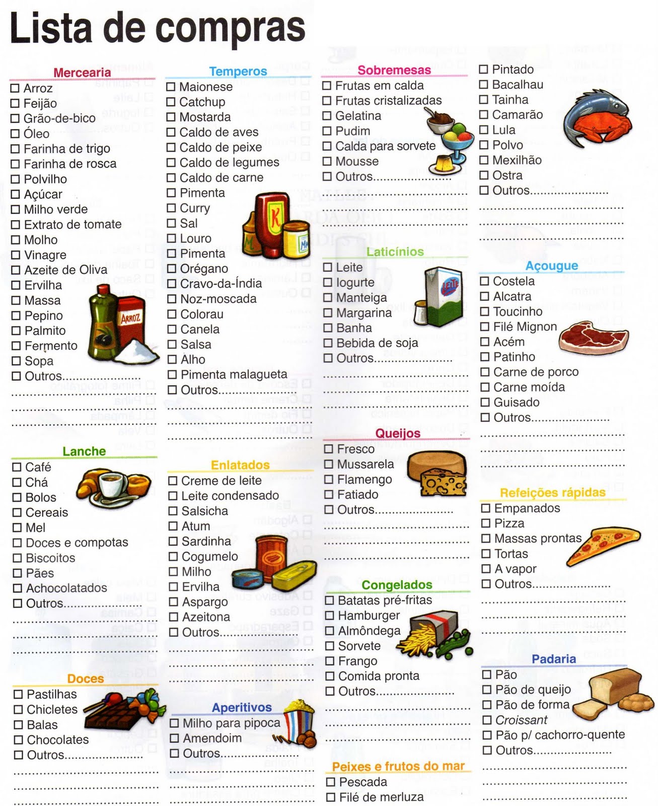 Lista 100+ Foto Lista De Supermercado En Español Completa Para Imprimir ...