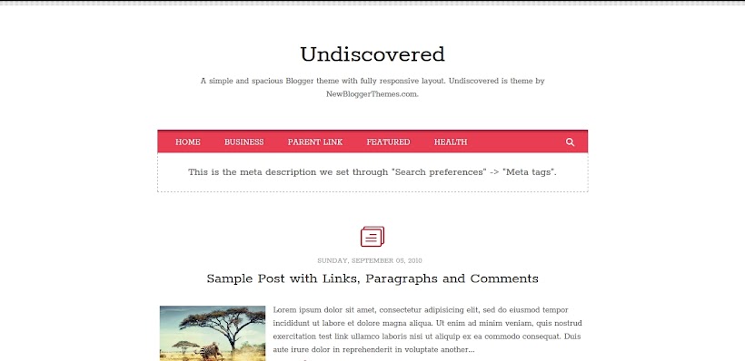 Undiscovered Free Blogger Template