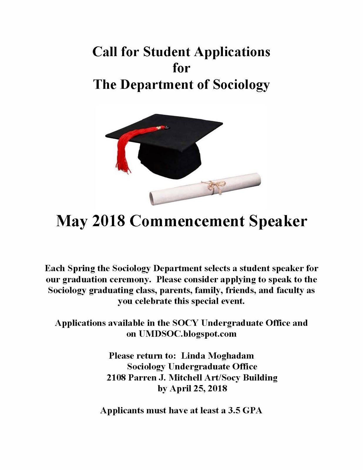 The Sociology Department at a Glance! Spring 2018 Commencement Speaker