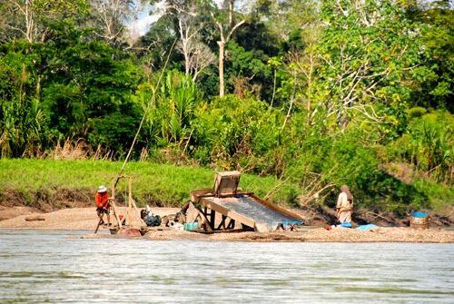 Mining for Gold Along Upper Amazon River in Peru Mining for Gold Along Upper Amazon River in Peru