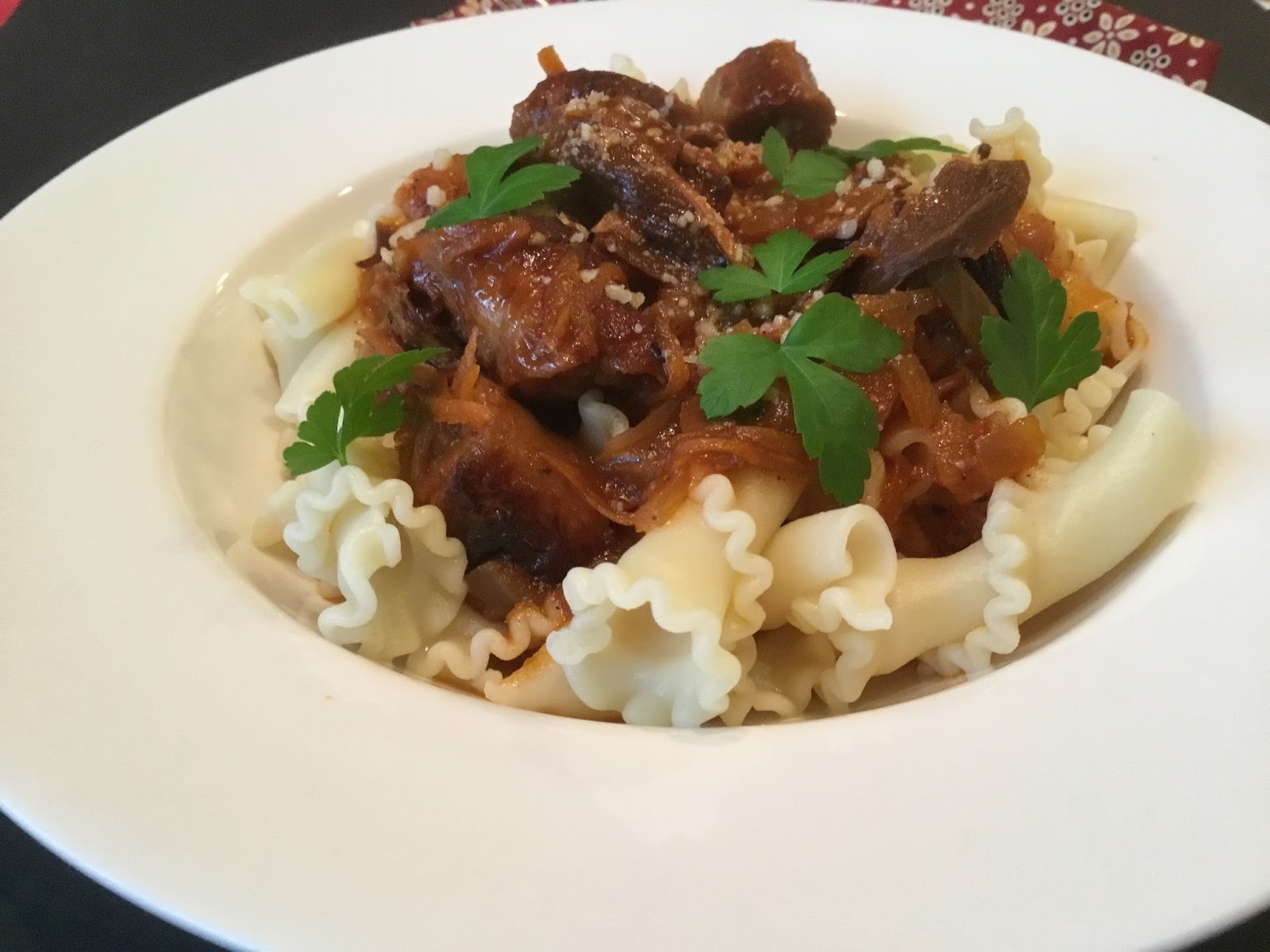 Home on my Range Campanelle with Sausage, Porcini and White Wine Ragu