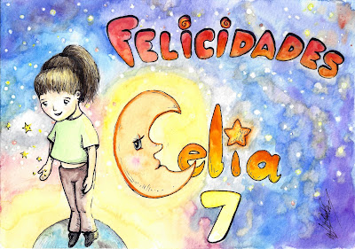 Celia birthday card 7 by Elizabeth Casua, tHE 33ZTH oRDER. Watercolour painting