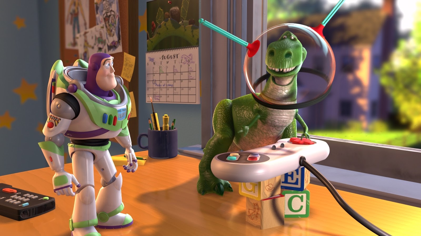 Buzz Lightyear and an alien in Toy Story 2 Toy Story 2 animatedfilmreviews.filminspector.com