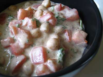 Spiced Yogurt alongside Chickpeas in addition to Tomatoes