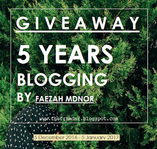 http://thefzhmdnr.blogspot.my/2016/12/giveaway-5-years-blogging-by-faezah.html