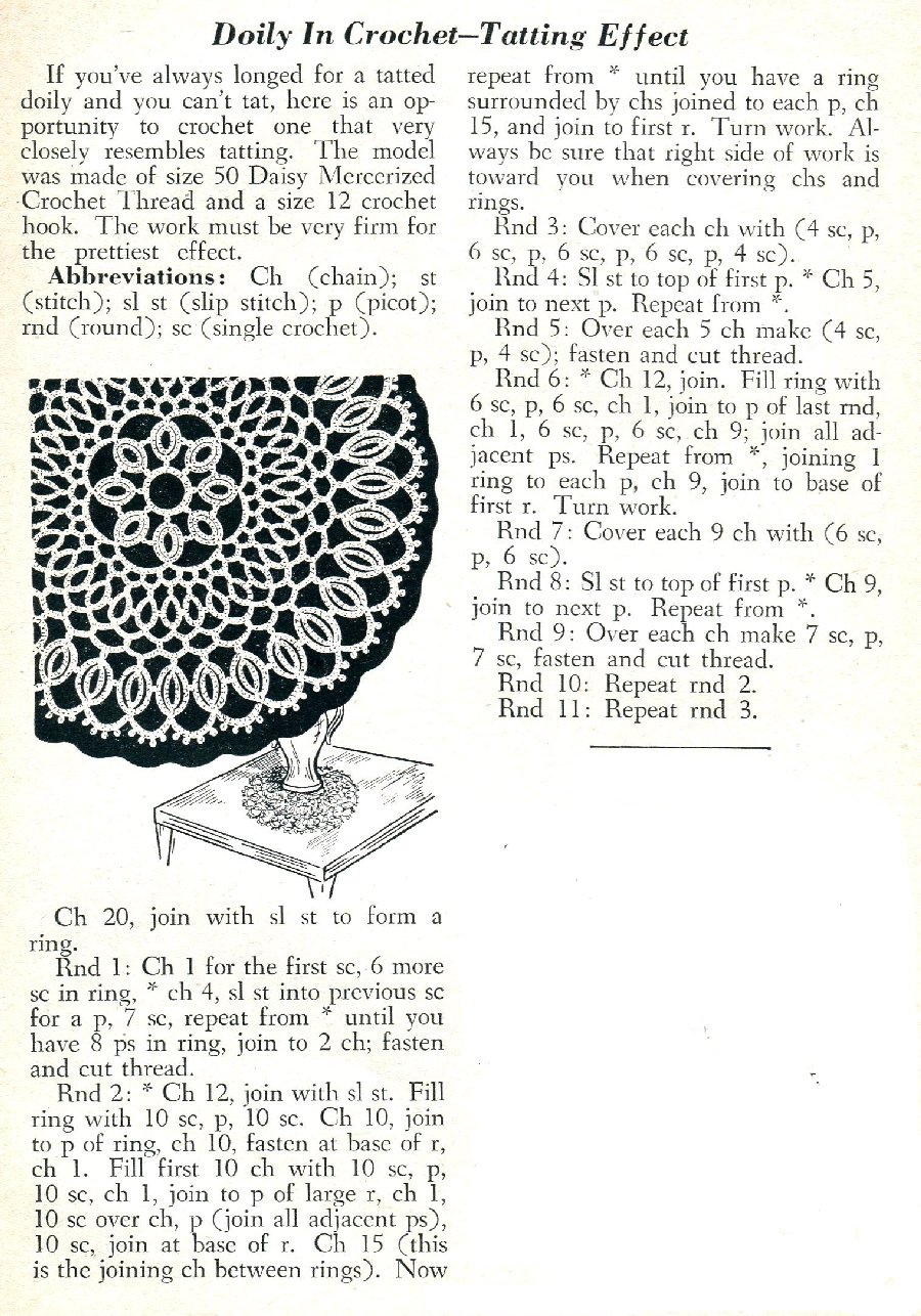 crocheted lace Crocheted Doily Tatted Effect