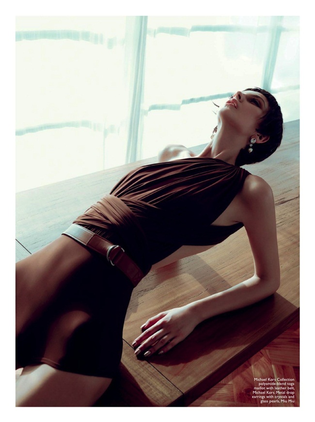Female Singapore June 2016, Brigitta L 2016 SS Michael Kors One Shoulder Safari Swimsuit Editorials