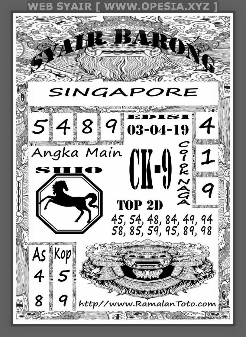 Kode syair sgp Rabu 3 April 2019 GOsyair SEDIA KODE