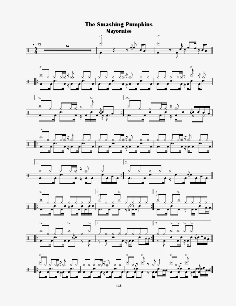 The Smashing Pumpkins Mayonaise Partituras para Batería