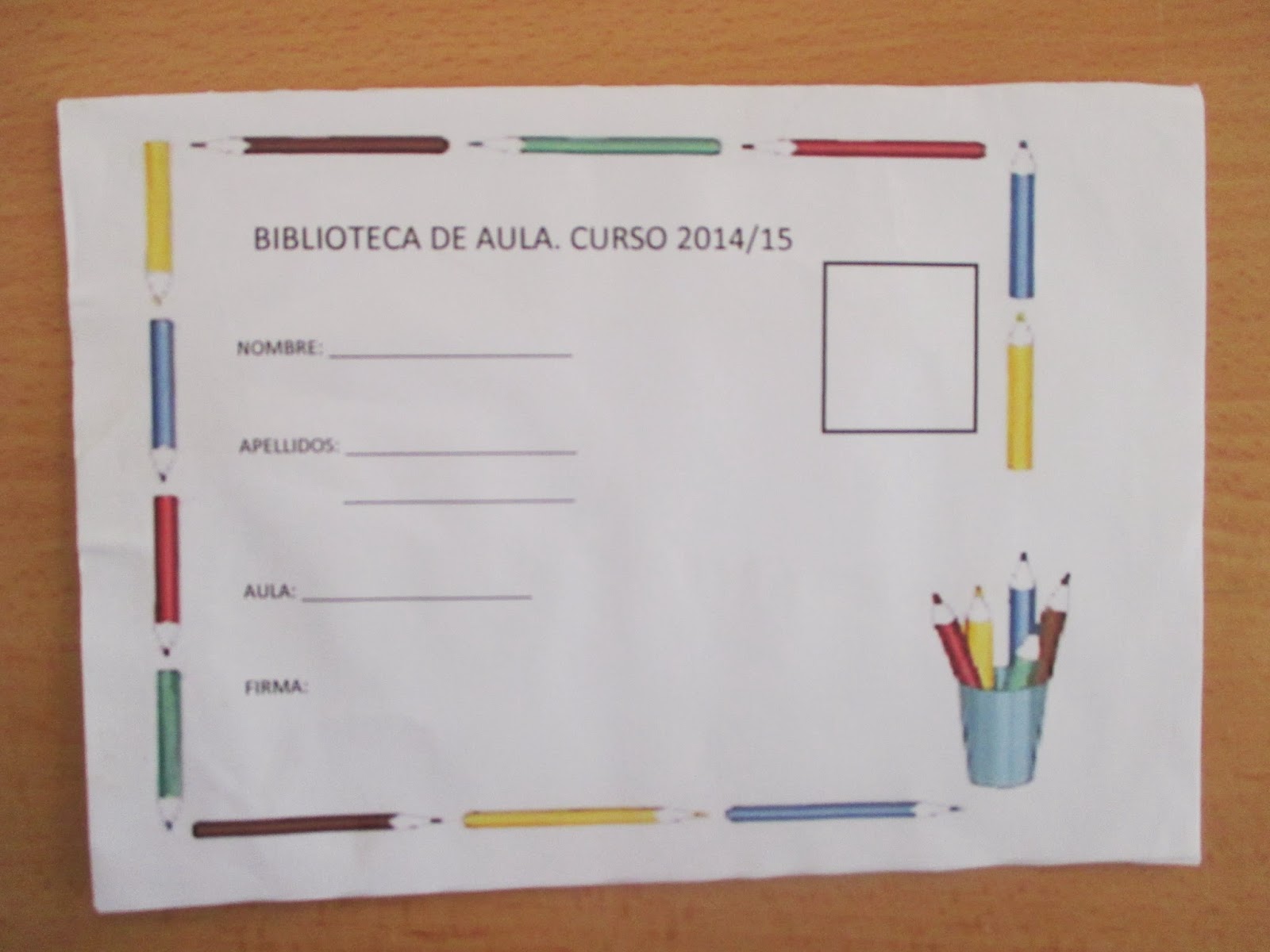 ficha de prestamo de libros de la biblioteca del aula