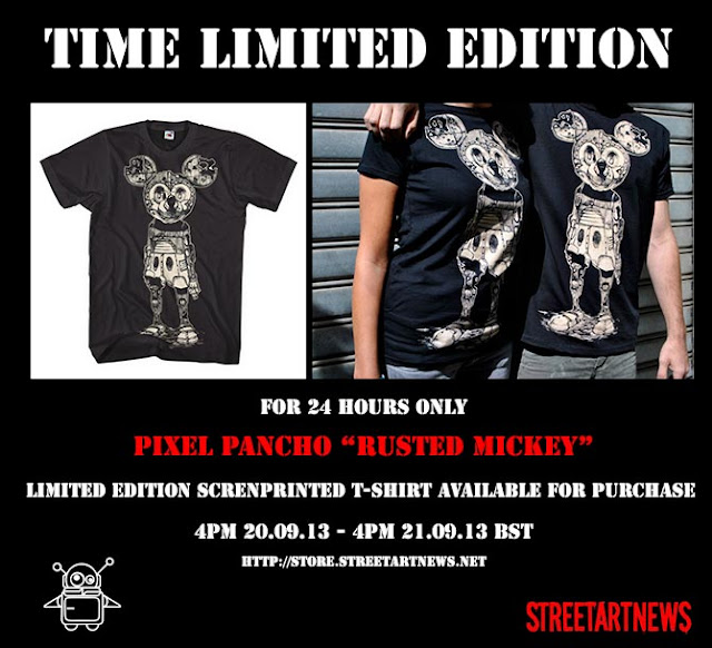 Pixel Pancho "Rusted Mickey" 24 Hours Limited Edition Screen-printed T-Shirt On Sale Info 1