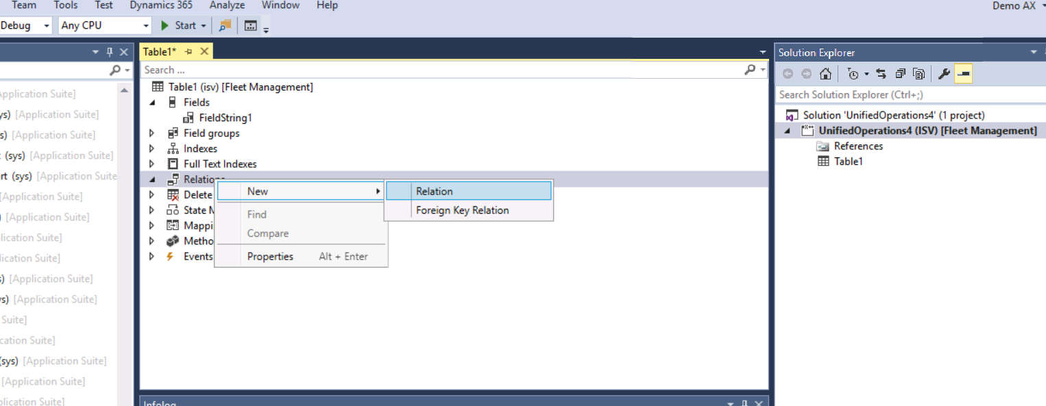 How to create table in Dynamics 365?