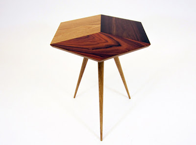 The CUBE Collection W rosewood and oak end table