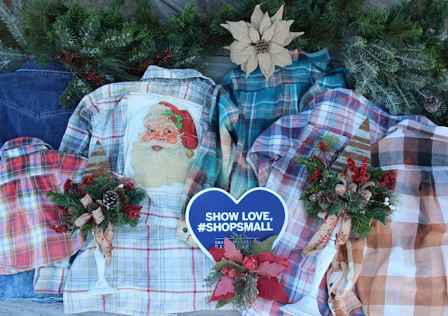 distressed flannel shirts and rustic Christmas decor