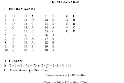 Soal Matematika Smp Kelas 7 Semester 1 Dan Kunci Jawaban Kurikulum 2013