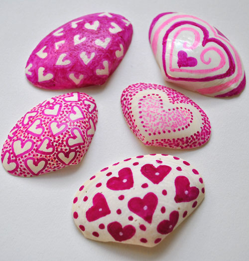 valentine shells with sharpies