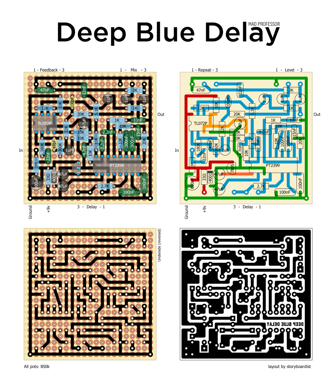 Perf and PCB Effects Layouts: Mad Professor Deep Blue Delay