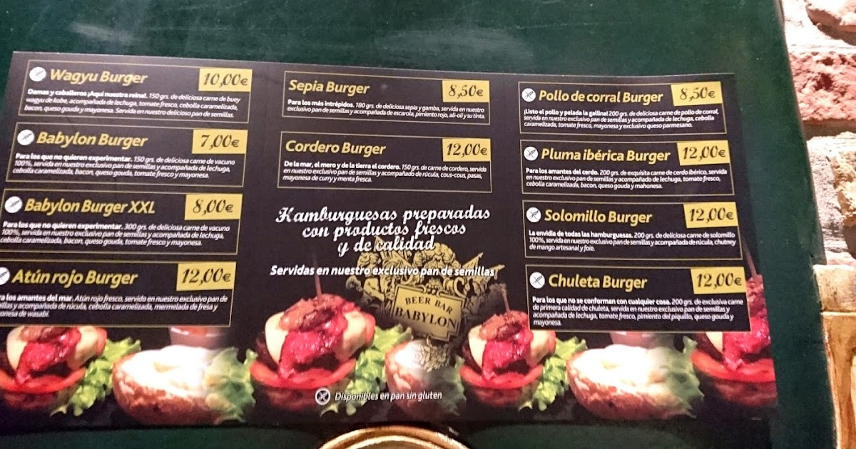 Carta Hamburguesas Babylon Perodua h