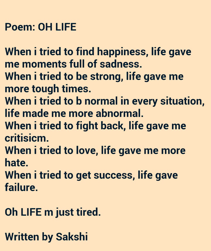 This is my life poem