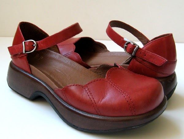 dansko red oiled clogs