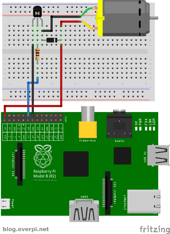 esquema protoboard raspberry pi e cooler