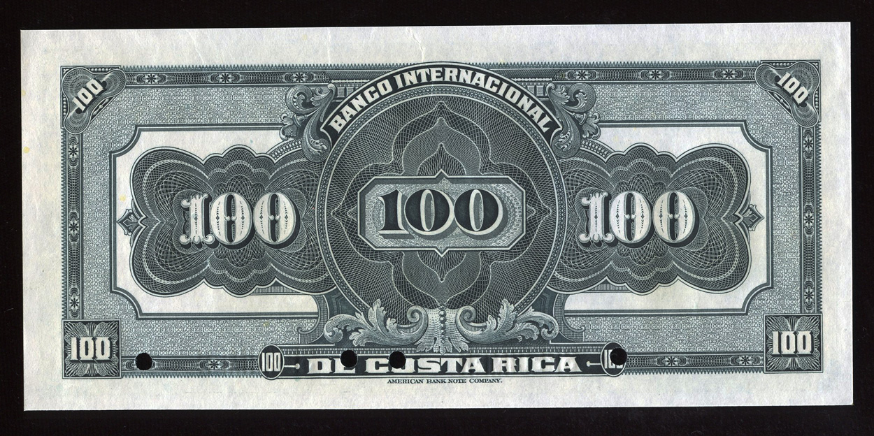 Costa Rica 100 Colones Banknote 19141936 Banco Internacional de Costa